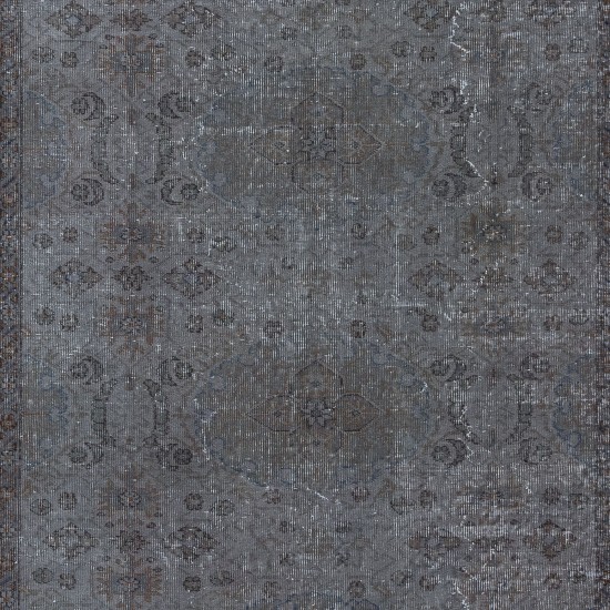 Traditional Handmade Rug in Iron Gray Color, Modern Home Decor Carpet from Turkey