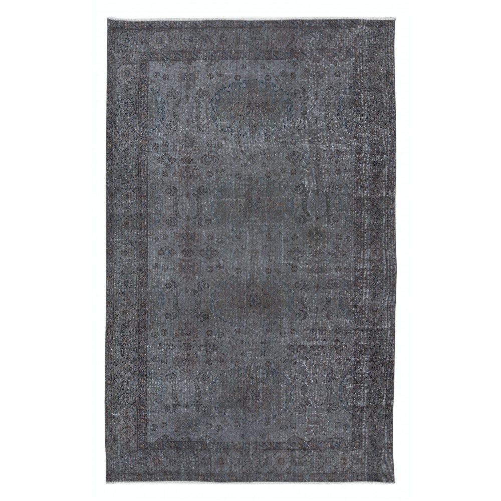Traditional Handmade Rug in Iron Gray Color, Modern Home Decor Carpet from Turkey