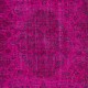 Handmade Turkish Wool Area Rug in Hot Pink, Great for Modern Interior
