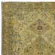 Exquisite Yellow Turkish Area Rug, Floral Handmade Carpet, Modern Floor Covering