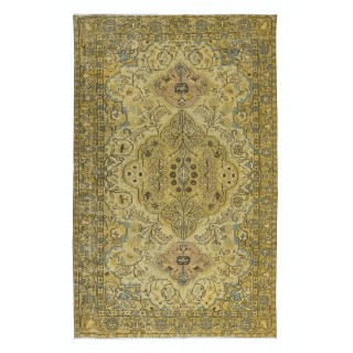 Exquisite Yellow Turkish Area Rug, Floral Handmade Carpet, Modern Floor Covering
