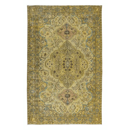 Exquisite Yellow Turkish Area Rug, Floral Handmade Carpet, Modern Floor Covering