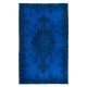 Modern Handmade Area Rug, Blue Turkish Carpet with Medallion Design
