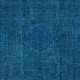 Blue Modern Area Rug, Room-Size Overdyed Carpet, Handmade Living Room Carpet in Egyptian Blue