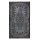 Hand Knotted Rug with Floral Medallion, Gray Modern Turkish Carpet for Living Room Decor, Boho Rug