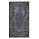 Hand Knotted Rug with Floral Medallion, Gray Modern Turkish Carpet for Living Room Decor, Boho Rug