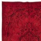 Red Floor Area Rug for Modern Interiors, Hand Knotted in Central Anatolia, Woolen Floor Covering