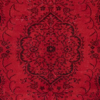 Red Floor Area Rug for Modern Interiors, Hand Knotted in Central Anatolia, Woolen Floor Covering Red Floor Area Rug for Modern Interiors, Hand Knotted in Central Anatolia, Woolen Floor Covering
