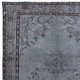 Modern Gray Handmade Area Rug, Turkish Carpet with Medallion Design