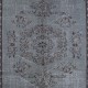Modern Gray Handmade Area Rug, Turkish Carpet with Medallion Design
