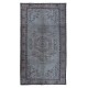 Modern Gray Handmade Area Rug, Turkish Carpet with Medallion Design