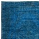 Handmade Blue Area Rug from Turkey, Modern Anatolian Wool Carpet