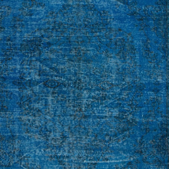 Handmade Blue Area Rug from Turkey, Modern Anatolian Wool Carpet