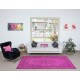 Pink Handmade Turkish Wool Area Rug, Modern Low Pile Carpet