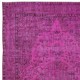 Pink Handmade Turkish Wool Area Rug, Modern Low Pile Carpet