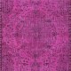 Pink Handmade Turkish Wool Area Rug, Modern Low Pile Carpet