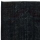 Modern Plain Black Area Rug made of wool and cotton, Hand-Knotted in Turkey