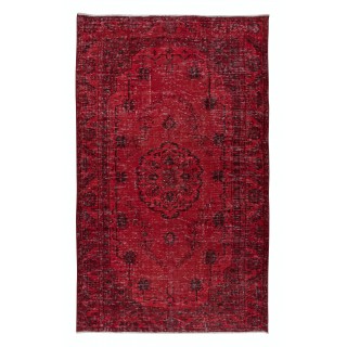 Modern & Contemporary Rug in Dark Red, Handmade Turkish Wool Carpet