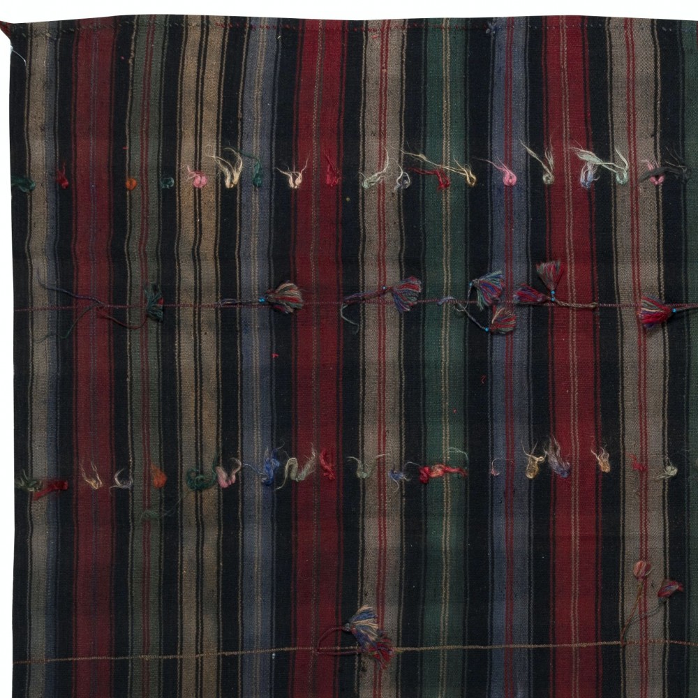 Hand-Woven Striped Kilim, Vintage Flat-Weave Anatolian Rug