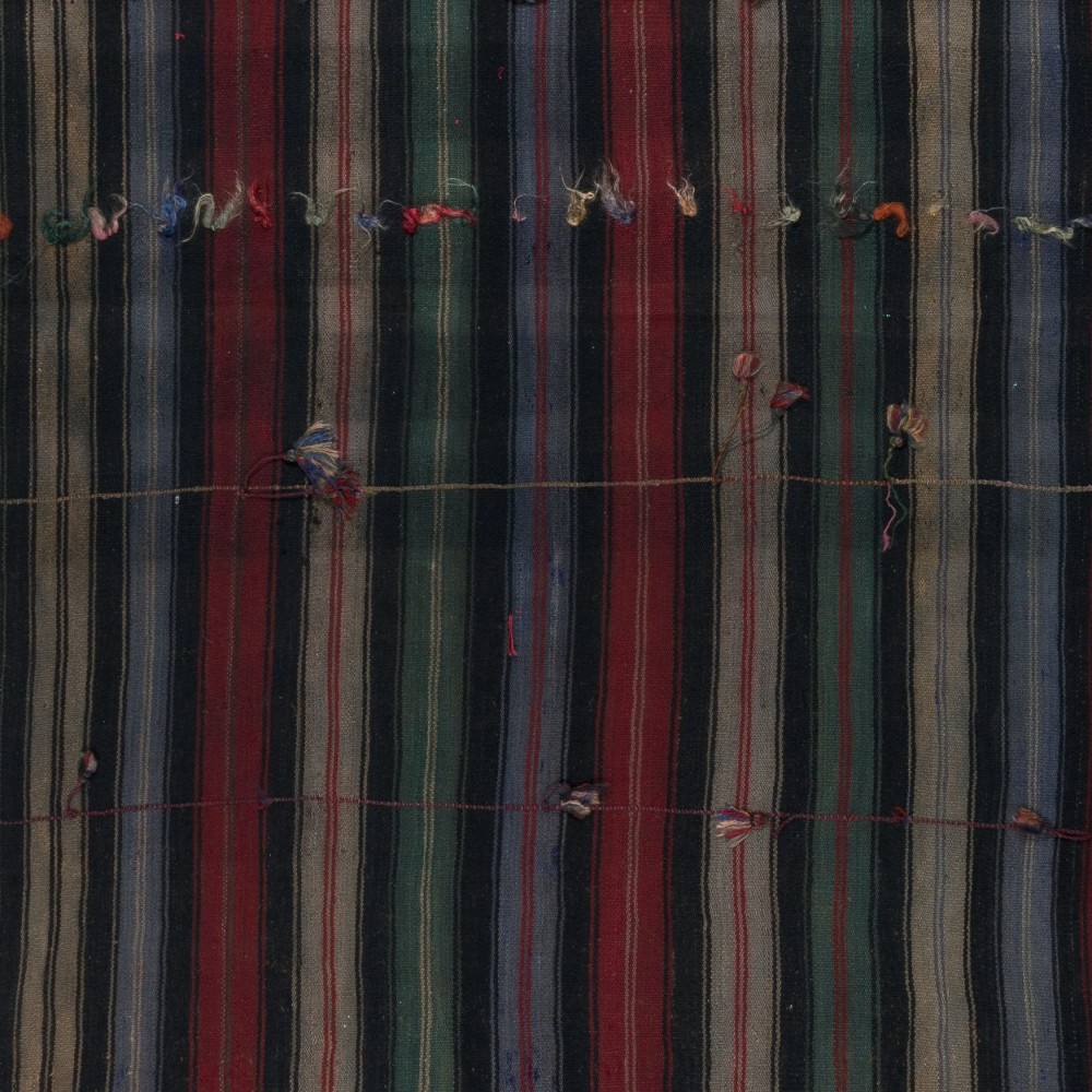 Hand-Woven Striped Kilim, Vintage Flat-Weave Anatolian Rug