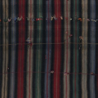 Hand-Woven Striped Kilim, Vintage Flat-Weave Anatolian Rug