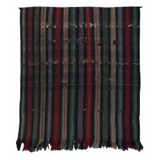 Hand-Woven Striped Kilim, Vintage Flat-Weave Anatolian Rug