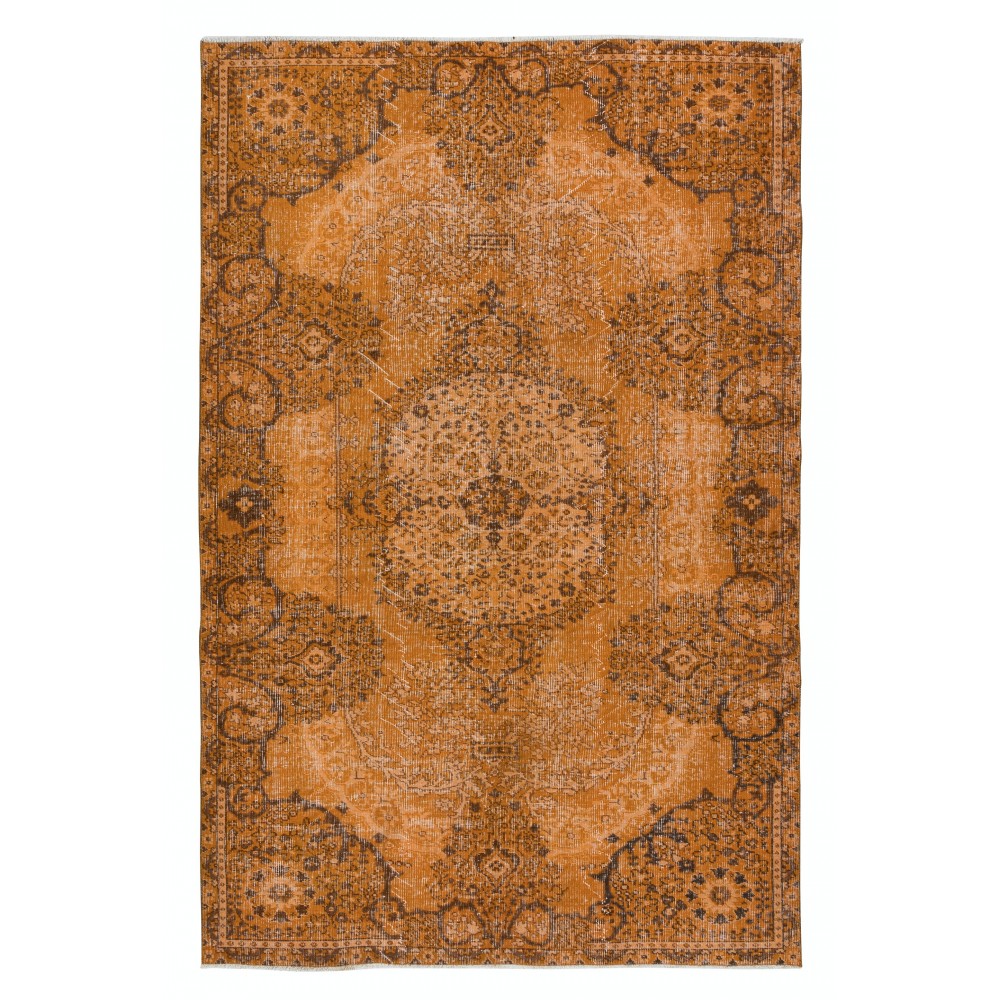 Dreamy Orange Rug, Handwoven and Handknotted in Turkey, Modern Living Room Carpet