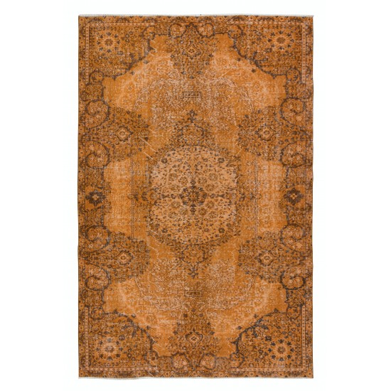 Dreamy Orange Rug, Handwoven and Handknotted in Turkey, Modern Living Room Carpet