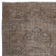 Handmade Area Rug with Medallion Design in Brown Tones, Vintage Turkish Carpet