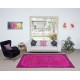 Hot Pink Turkish Area Rug, Floral Pattern Handmade Carpet, Modern Floor Covering