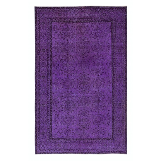 Modern Hand Knotted Violet Purple Area Rug from Isparta, Turkey