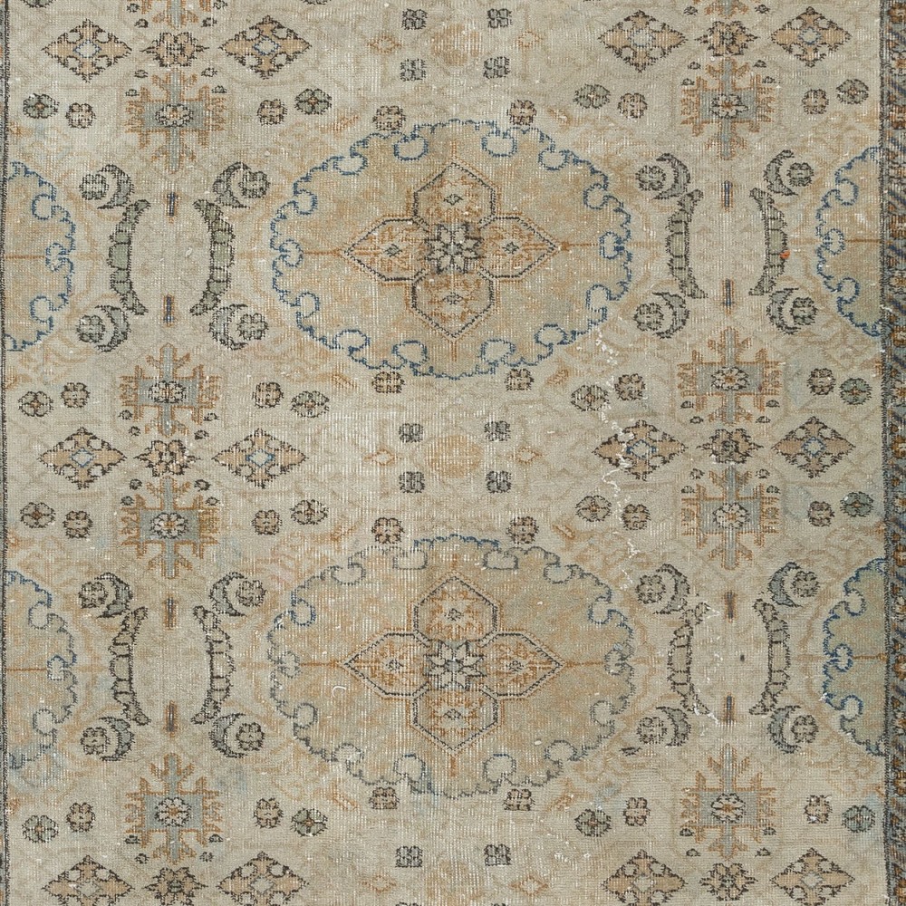 Vintage Handmade Anatolian Oushak Rug in Beige for Country Homes