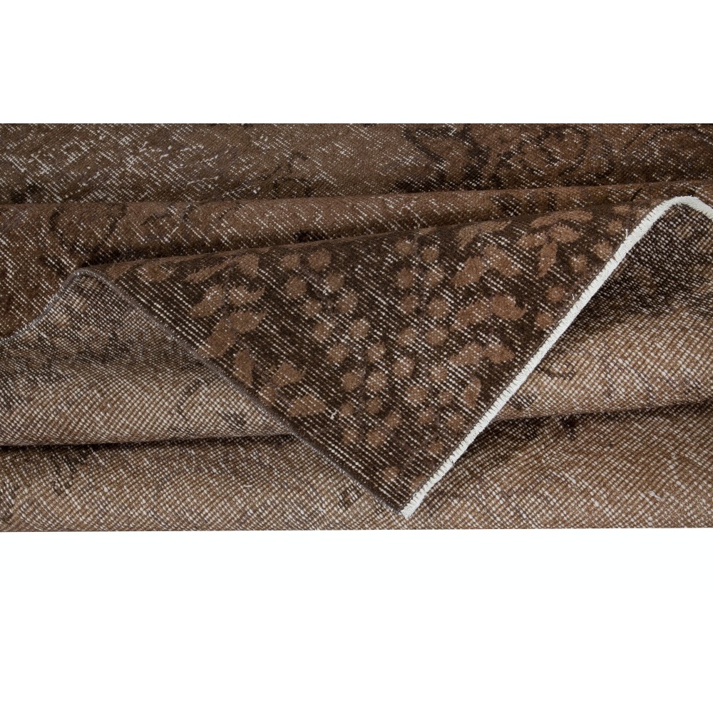 Brown Re-Dyed Handmade Turkish Wool Area Rug for Modern Home & Office Decor