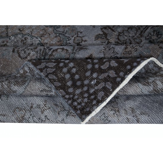Handmade Gray Indoor Outdoor Rug with Medallion Design, Contemporary Anatolian Carpet