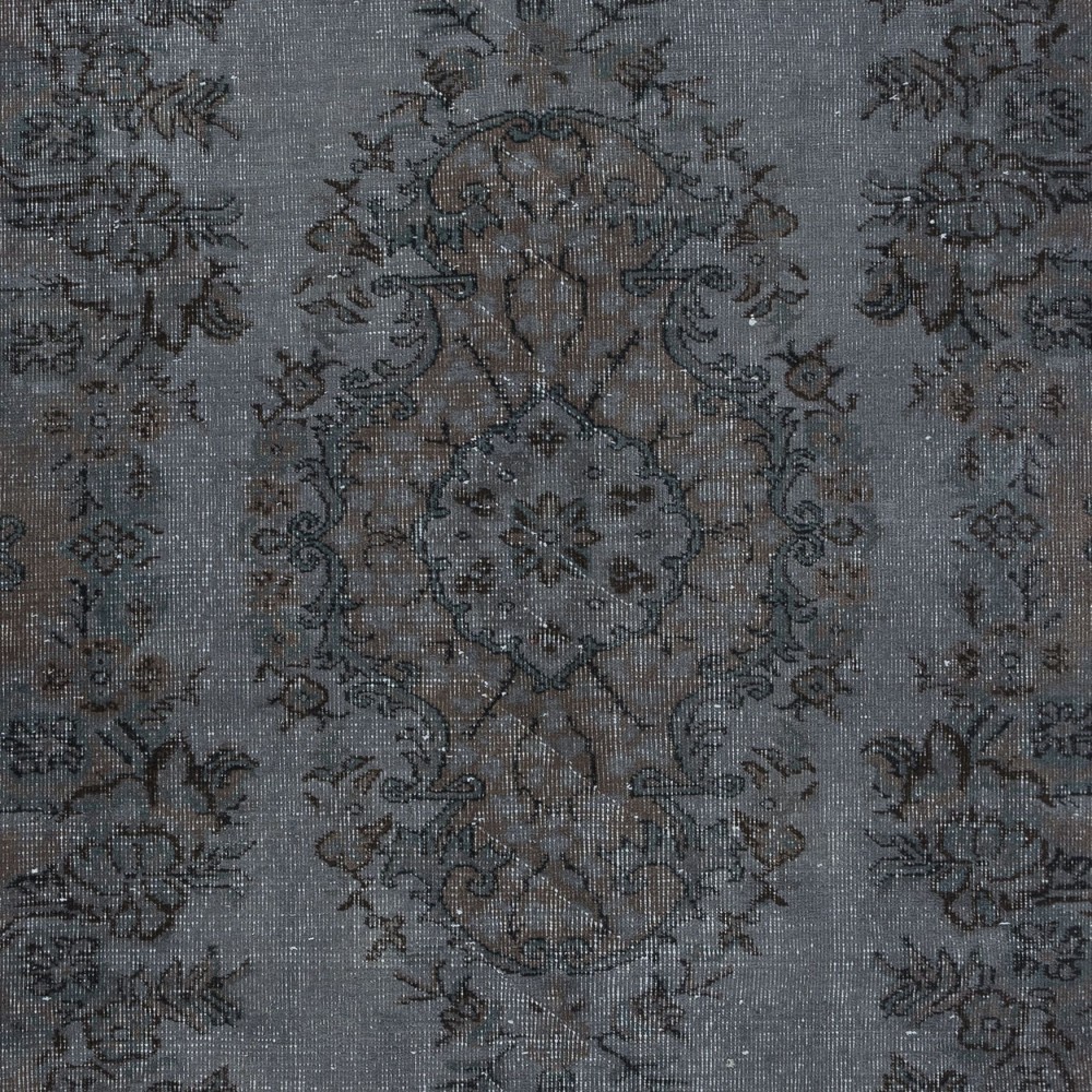 Handmade Gray Indoor Outdoor Rug with Medallion Design, Contemporary Anatolian Carpet