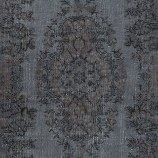 Handmade Gray Indoor Outdoor Rug with Medallion Design, Contemporary Anatolian Carpet