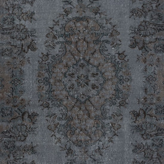 Handmade Gray Indoor Outdoor Rug with Medallion Design, Contemporary Anatolian Carpet