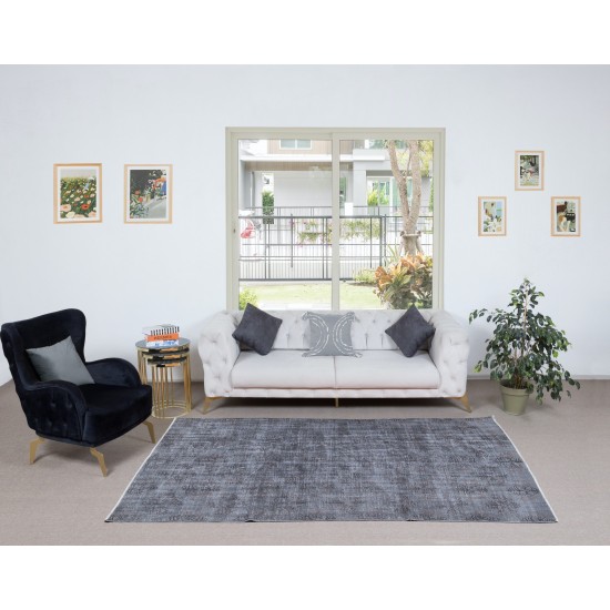 Handmade Gray Area Rug for Entryway, Modern Turkish Wool Carpet for Living Room, Boho Rug