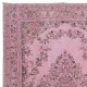 Pink Handmade Turkish Area Rug, Bohem Eclectic Room Size Carpet