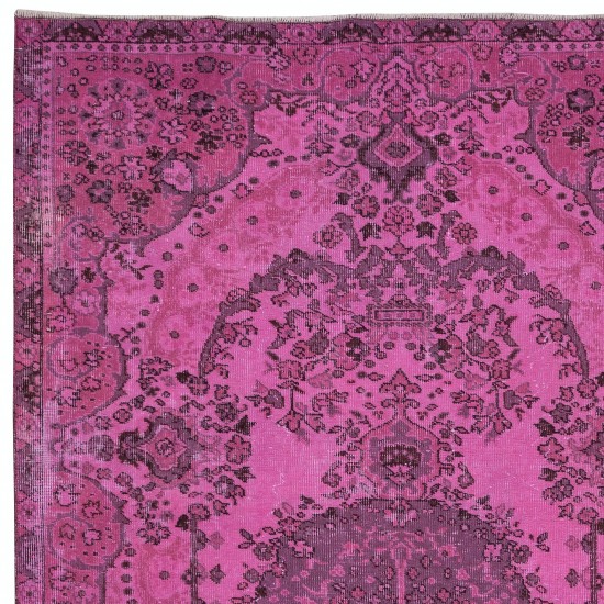 Unique Turkish Rug in Pink, Handmade Modern Carpet, Floor Covering