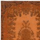Handmade Turkish Orange Rug, Modern Medallion Design Carpet, Bohemian Home Decor