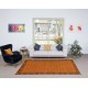 Orange Handmade Turkish Rug with All-Over Botanical Design