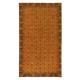 Orange Handmade Turkish Rug with All-Over Botanical Design