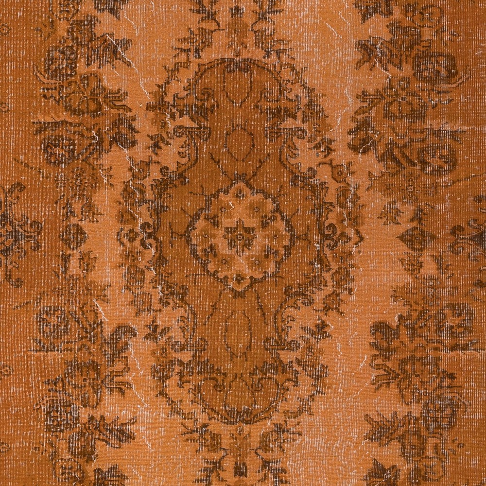 Authentic Orange Rug for Modern Interiors, Handmade Anatolian Carpet, Woolen Floor Covering