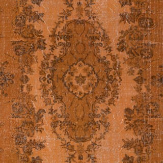Authentic Orange Rug for Modern Interiors, Handmade Anatolian Carpet, Woolen Floor Covering