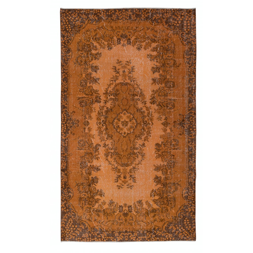 Authentic Orange Rug for Modern Interiors, Handmade Anatolian Carpet, Woolen Floor Covering
