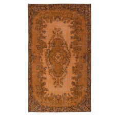 Authentic Orange Rug for Modern Interiors, Handmade Anatolian Carpet, Woolen Floor Covering