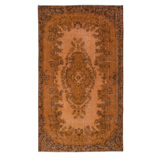 Authentic Orange Rug for Modern Interiors, Handmade Anatolian Carpet, Woolen Floor Covering
