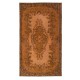 Authentic Orange Rug for Modern Interiors, Handmade Anatolian Carpet, Woolen Floor Covering