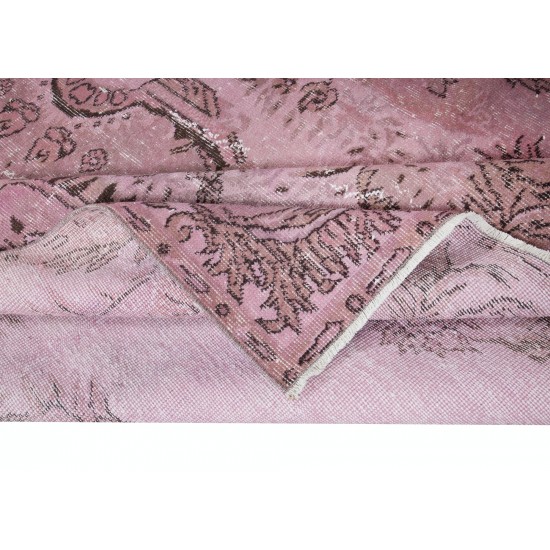 Handmade Turkish Sparta Area Rug in Light Pink, Ideal for Modern Home and Office Decor